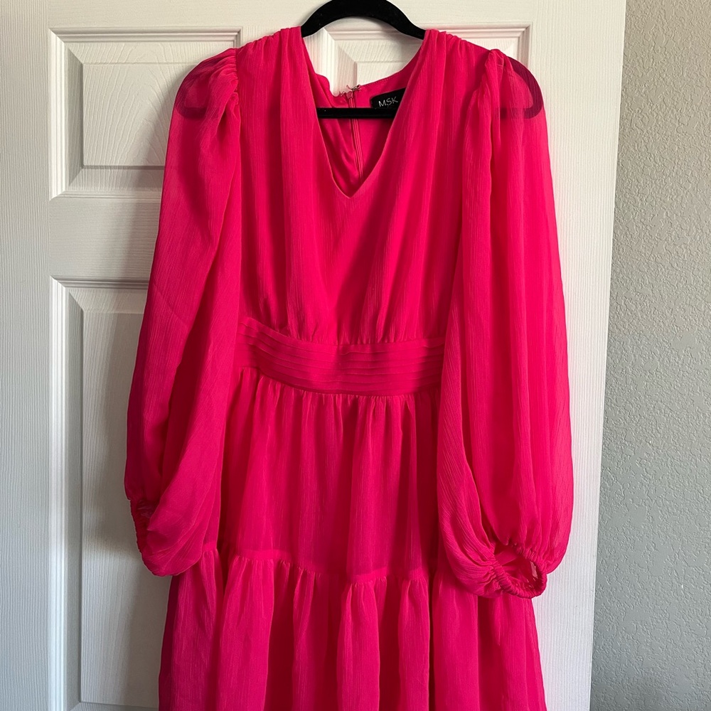 MSK Vibrant Pink Long Sleeve Dress